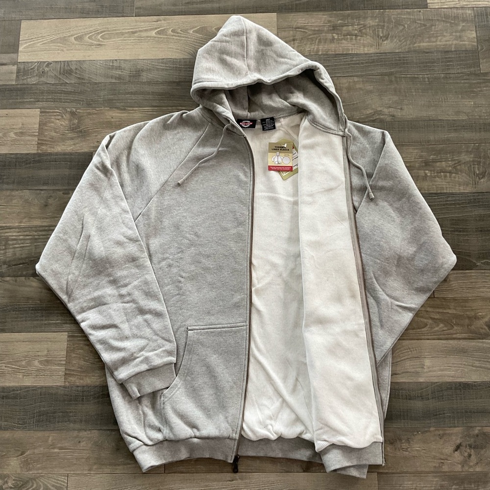 NWT Work N Gear Thermal Lined Fleece Hoodie Men’s 3XL TALL Ash Grey Full Zip